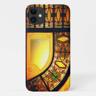 Victorian stained glass look elegant gold black iPhone 11 case