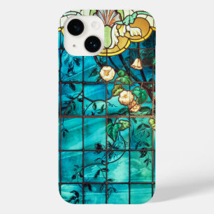 Victorian stained glass look floral blue pink Case-Mate iPhone 14 case