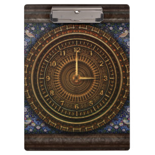 Victorian steampunk brown blue clock clipboard