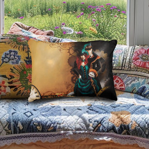 Victorian Steampunk Couple Elegance Romance Decorative Pillow