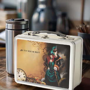 Victorian Steampunk Couple Metal Lunch Box