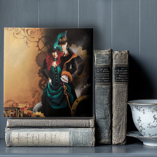 Victorian Steampunk Couple Tile