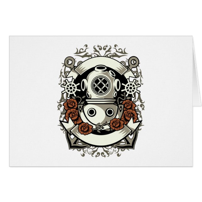 Victorian Steampunk Deep Sea Diver Red Roses (Front Horizontal)