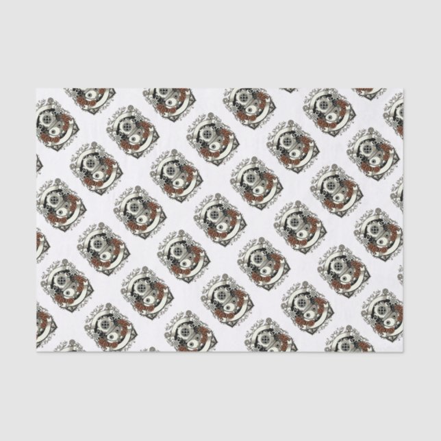 Victorian Steampunk Deep Sea Diver Red Roses Tissue Paper (Front)