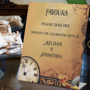 Victorian Steampunk Elegance Wedding Favours Pedestal Sign