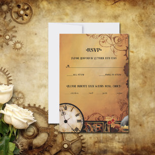 Victorian Steampunk Elegance Wedding RSVP Card