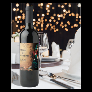 Victorian Steampunk Elegance Wedding Wine Label