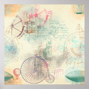 Victorian Steampunk   Feminine Soft Pastel Poster