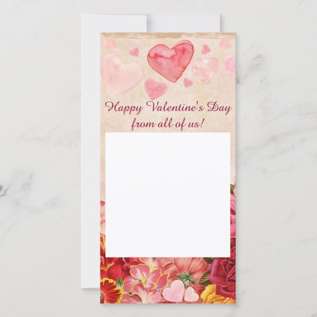 Victorian Steampunk Flowers Hearts Valentine's Day Holiday Card (Front)