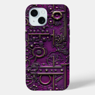 Victorian Steampunk Gear Amethyst Purple iPhone 15 Case