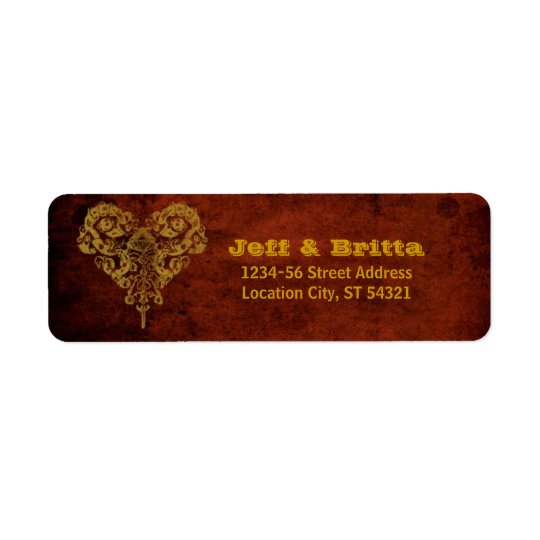 Victorian Steampunk Gears Heart Wedding Return Address Label