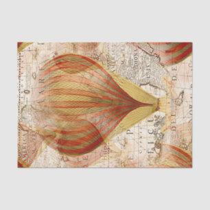 Victorian Steampunk Hot Air Balloons Map Tissue Paper
