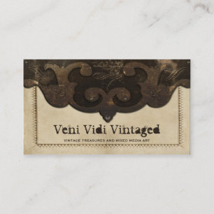 Victorian Steampunk Leather Flap Business Cards