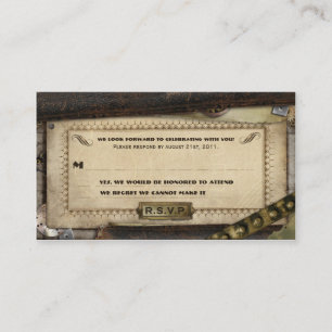 Victorian Steampunk Leather Wedding RSVP Cards