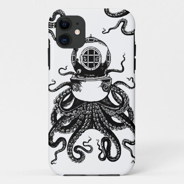 victorian Steampunk Octopus Kraken Diving Helmet! Case-Mate iPhone Case (Back)