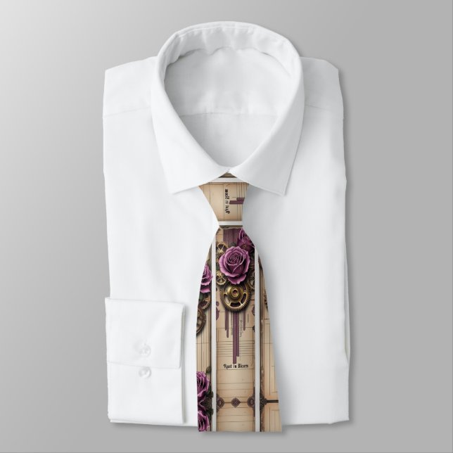Victorian Steampunk Plum Rose  Tie (Tied)