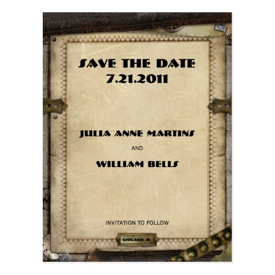 Victorian Steampunk Save the Date Postcards