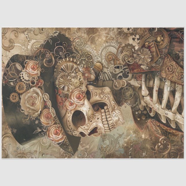 Victorian Steampunk Skull Tissue Paper (Front)