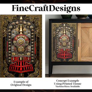 Victorian Steampunk Train Engine G8 Decoupage  Tissue Paper