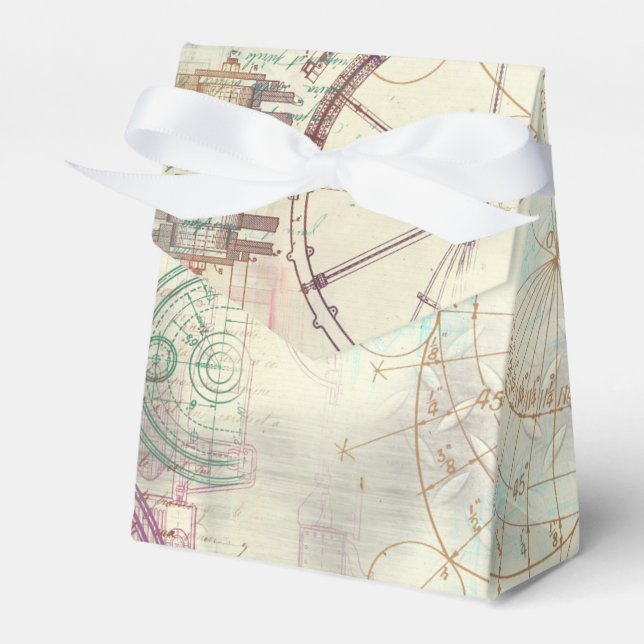 Victorian Steampunk | Watercolor Grunge Pastel Favor Box (Front Side)