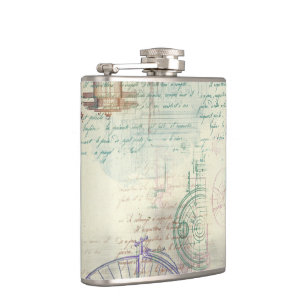 Victorian Steampunk   Watercolor Grunge Pastel Hip Flask