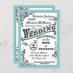Victorian Steampunk Wedding Invitations