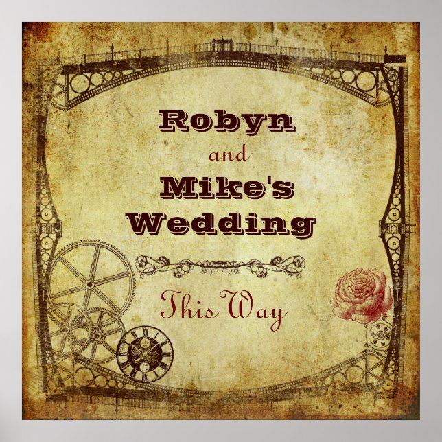 Victorian Steampunk Wedding: This Way Sign (Front)