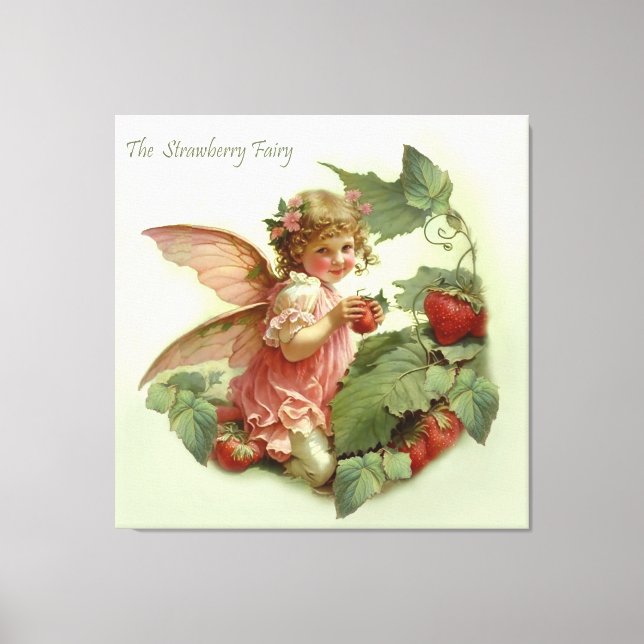 Victorian “Strawberry Fairy” in a Leafy Garden  Canvas Print (Front)