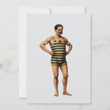 Victorian Strongman Swimmer Striped Bathing Suit