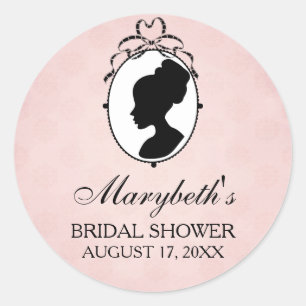 Victorian Style 60s Cameo Bridal Shower Favour Classic Round Sticker