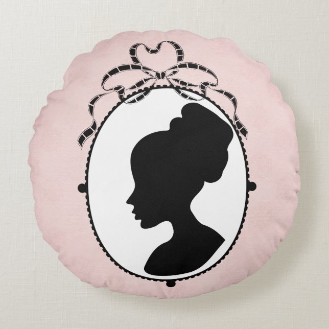 Victorian Style 60s Cameo Round Pillow (Front)