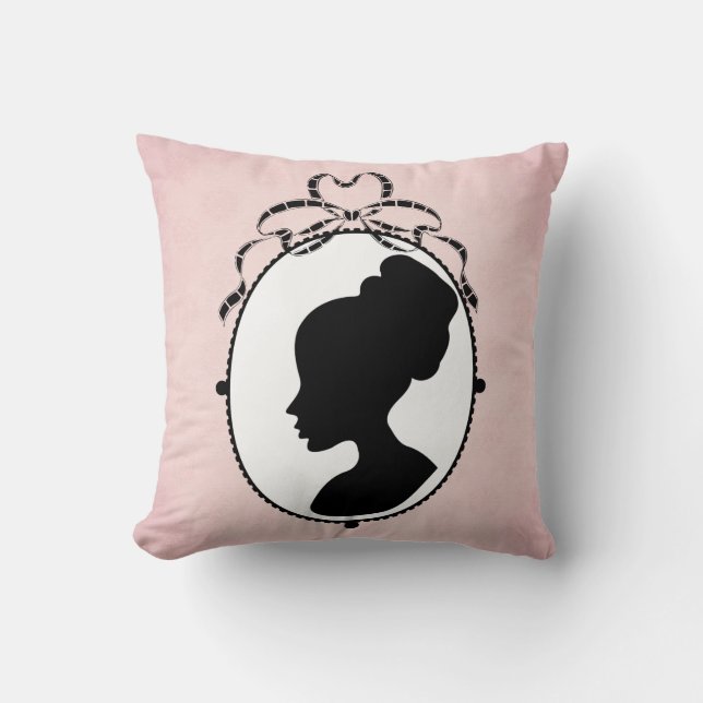Victorian Style 60s Cameo Throw Pillow (Front)