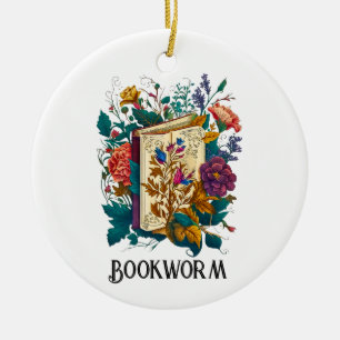 Victorian style Bookworm design Ceramic Ornament