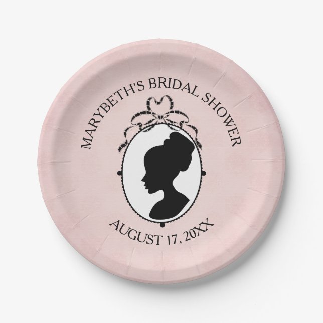 Victorian Style Cameo Bridal Shower Paper Plate (Front)