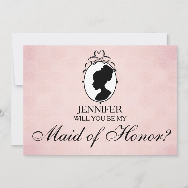 Victorian Style Cameo Will You Be My Maid of Honou Invitation (Front)