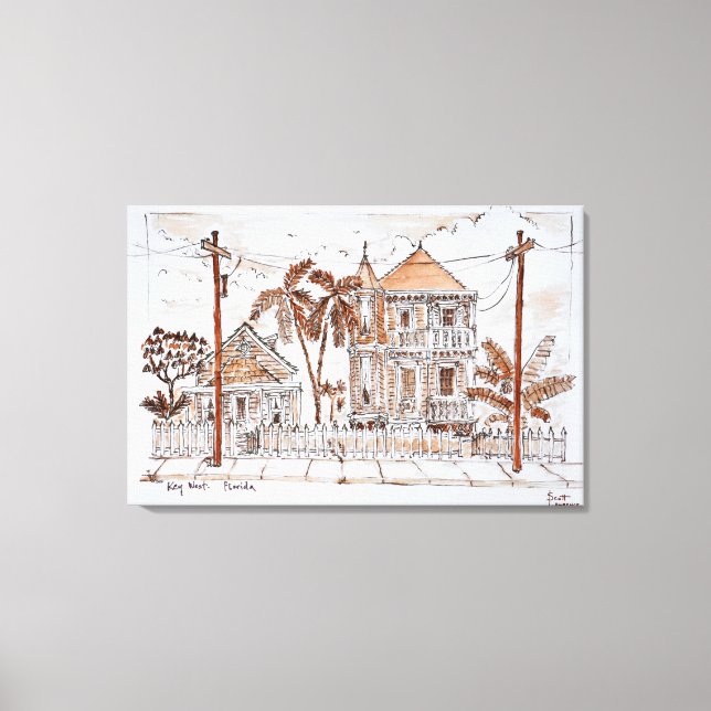 Victorian Style Conch Houses | Key West, Florida Canvas Print (Front)