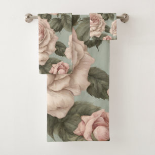 Victorian Style Country Garden Rose Print Towel