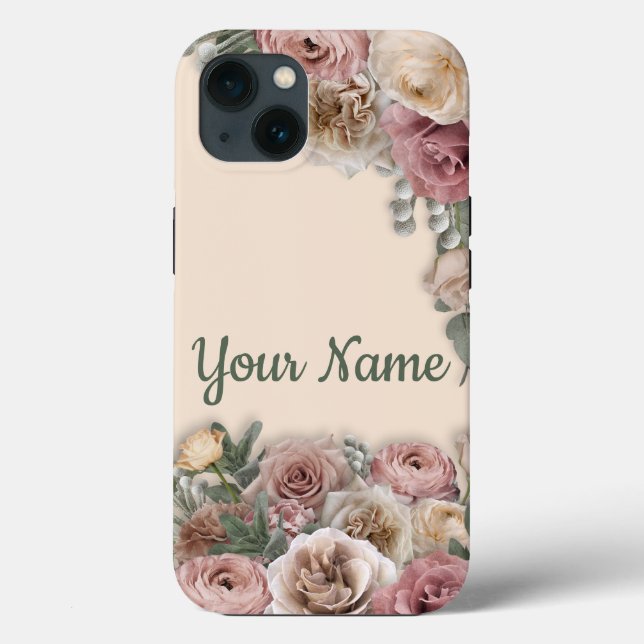 Victorian Style Cream & Pink Floral Print on Cream Case-Mate iPhone Case (Back)