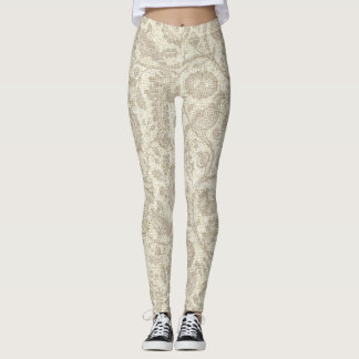 Victorian Style Floral Vine Cascade Large Print Leggings