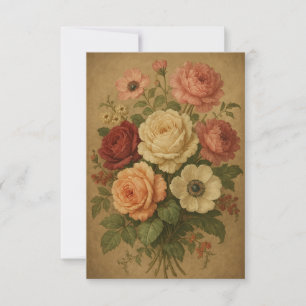 Victorian Style Flowers Thank You Card