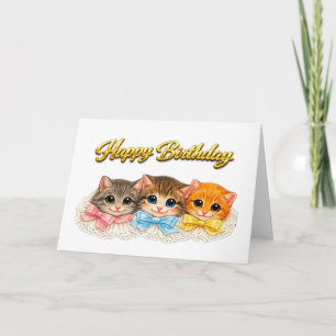Victorian Style Kittens Ribbons and Lace Birthday Card