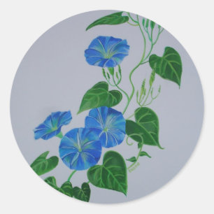 Victorian Style Morning Glory Wildflower Vine Classic Round Sticker
