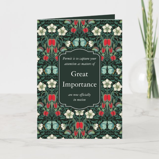 Victorian Style Venus Flytrap  & Butterfly Custom Card (Front)