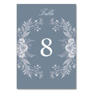 Victorian-style Wedding in Blue with White Flowers Table Number