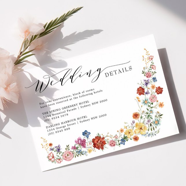 Victorian Summer Garden Wildflower Wedding Details Enclosure Card (Creator Uploaded)