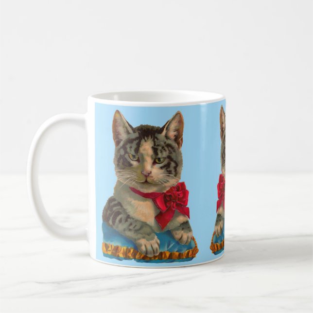 Victorian tabby cat coffee mug (Left)