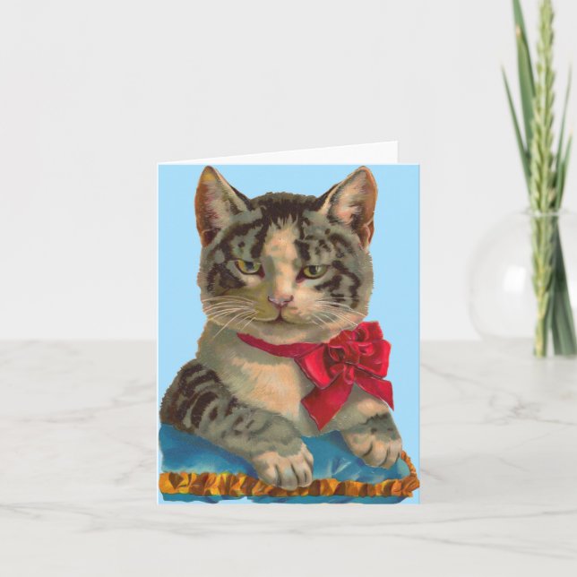 Victorian tabby cat note card (Front)