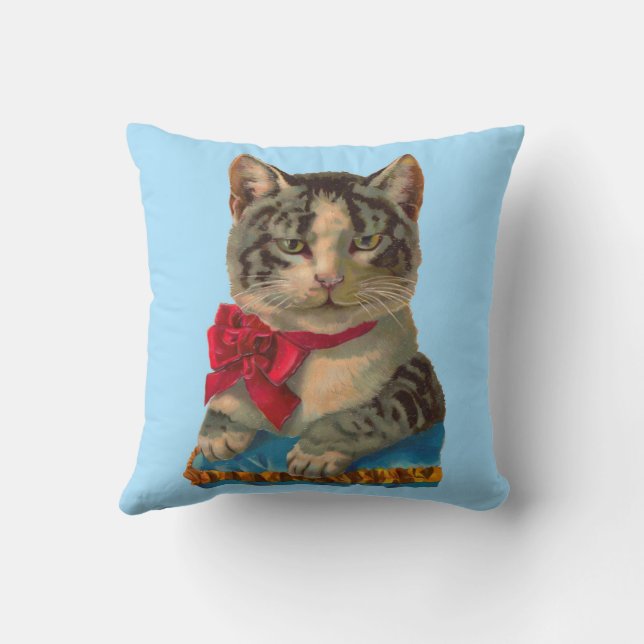 Victorian tabby cat throw pillow (Back)