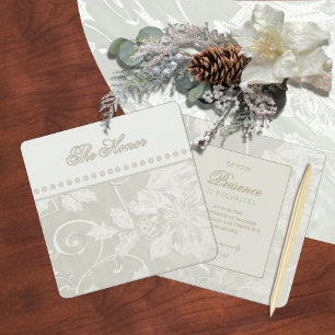 Victorian Tapestry Cream Christmas Invitation Card