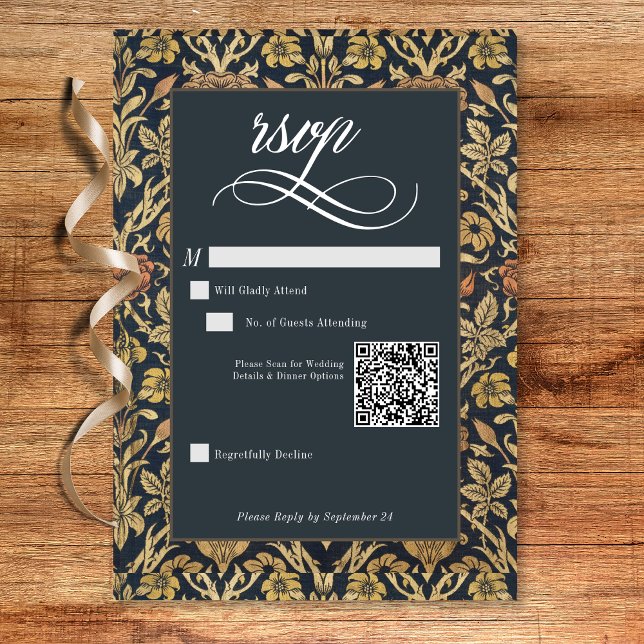 Victorian Tapestry William Morris Floral Wedding RSVP Card (Victorian Tapestry William Morris Floral Wedding RSVP Card)